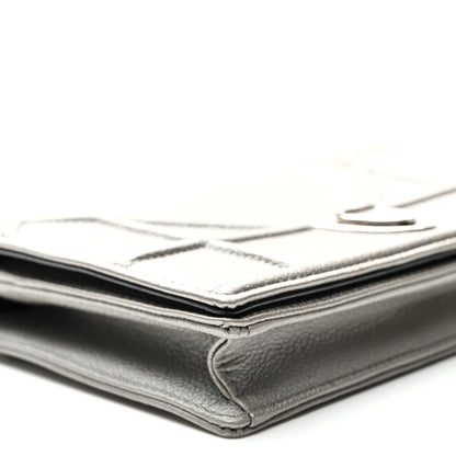 Christian Dior Metallic Grained Calfskin Diorama Wallet on Chain Pouch Silver 8 of 9