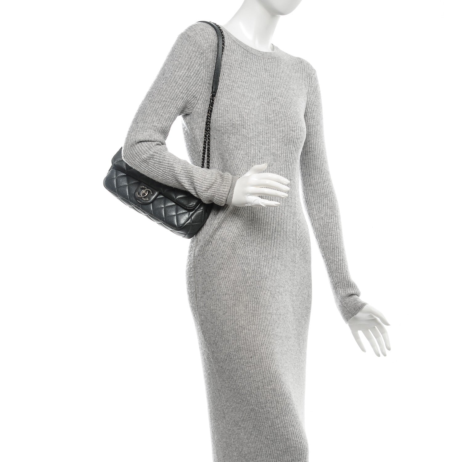 Chanel Metallic Calfskin Quilted Medium Medallion Flap Dark Silver 2 of 10