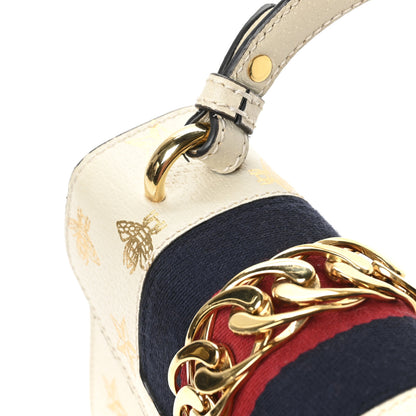 Gucci Textured Calfskin Bee Star Print Mini Sylvie Top Handle Bag Mystic White 11 of 11