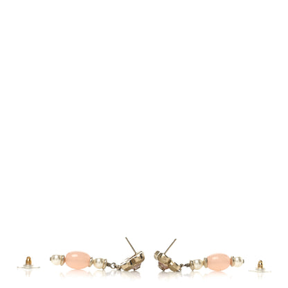 Chanel Resin Pearl CC Flower Drop Earrings  Pink Beige 3 of 4