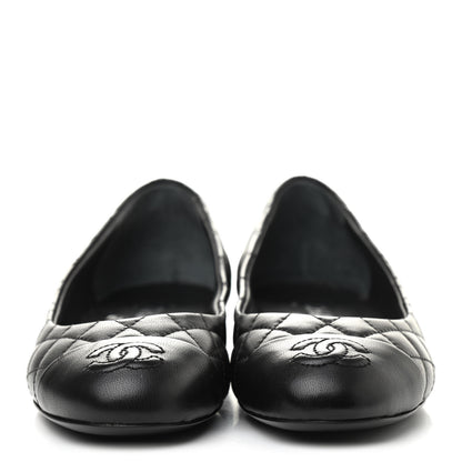 Chanel Lambskin Quilted CC Cap Toe Ballerina Flats 39 Black 35 Black 3 of 18