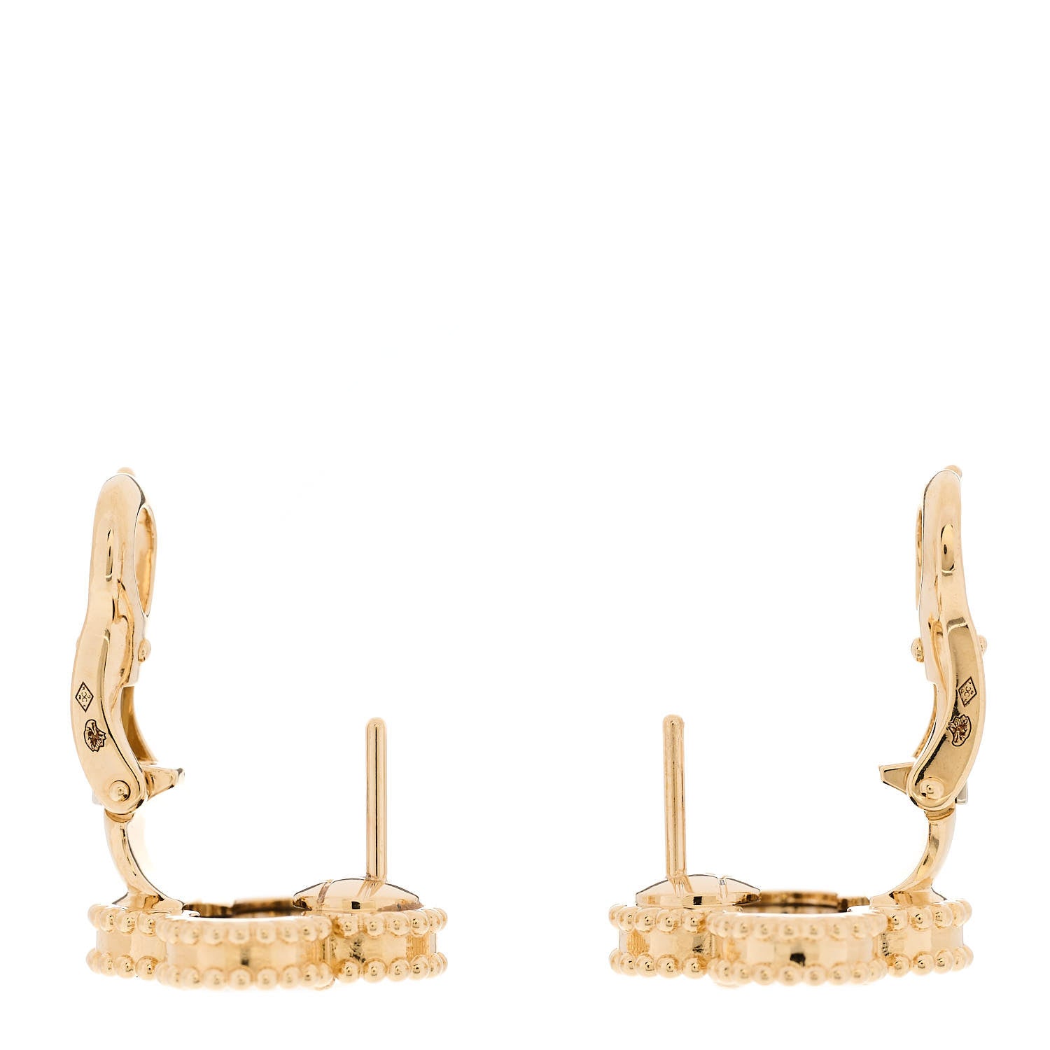 Van Cleef & Arpels 18K Yellow Gold Black Onyx Vintage Alhambra Earrings 3 of 5