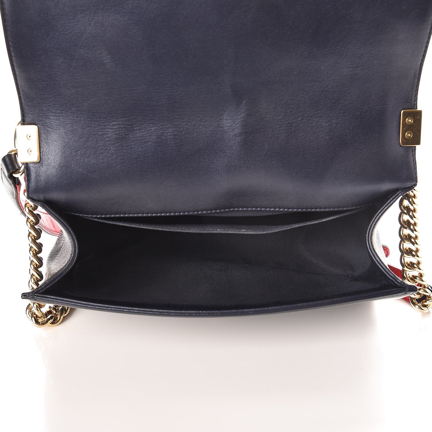 Lambskin Embossed Medium Boy Cube Flap Navy
