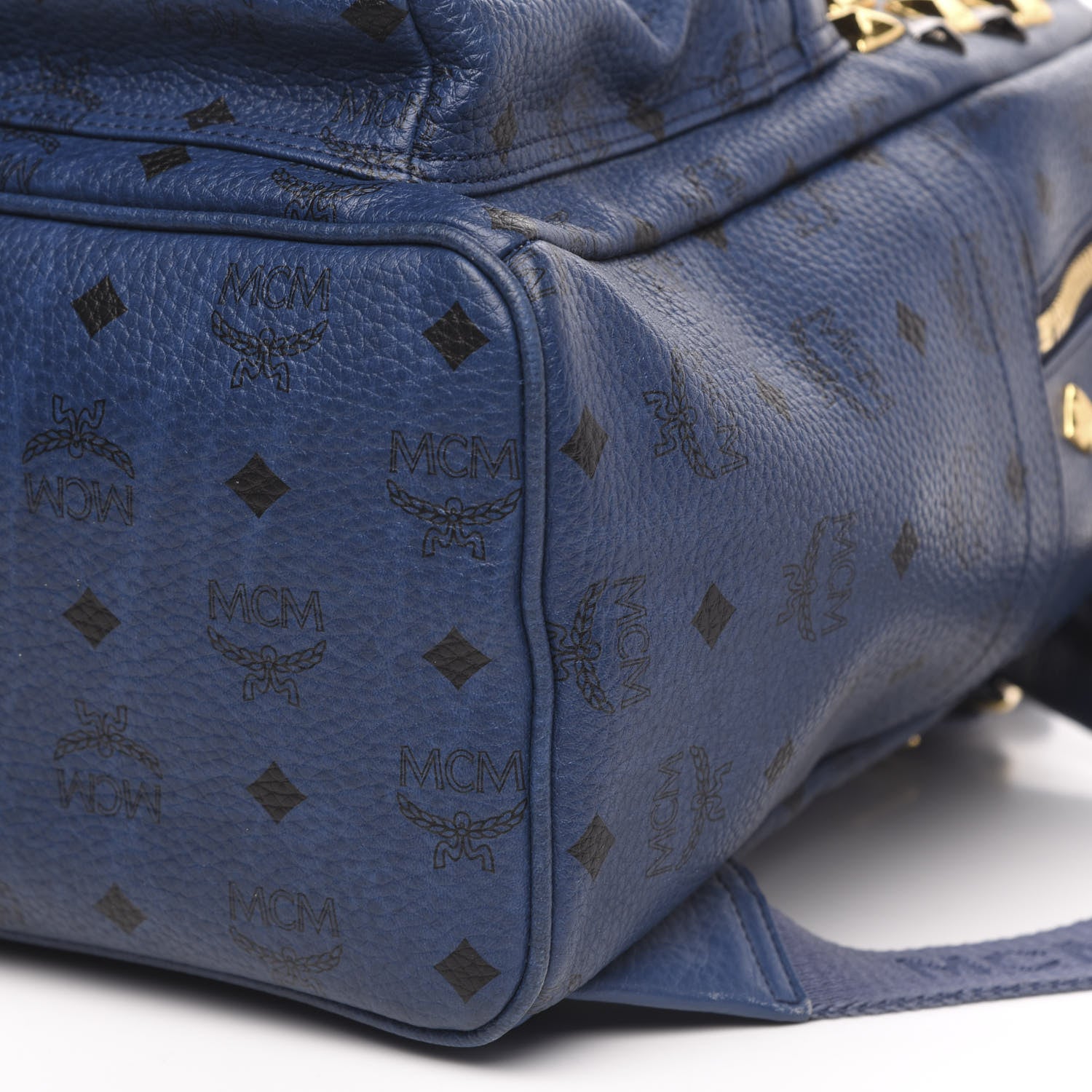 MCM Visetos Studded Medium Stark M Backpack Blue 9 of 9