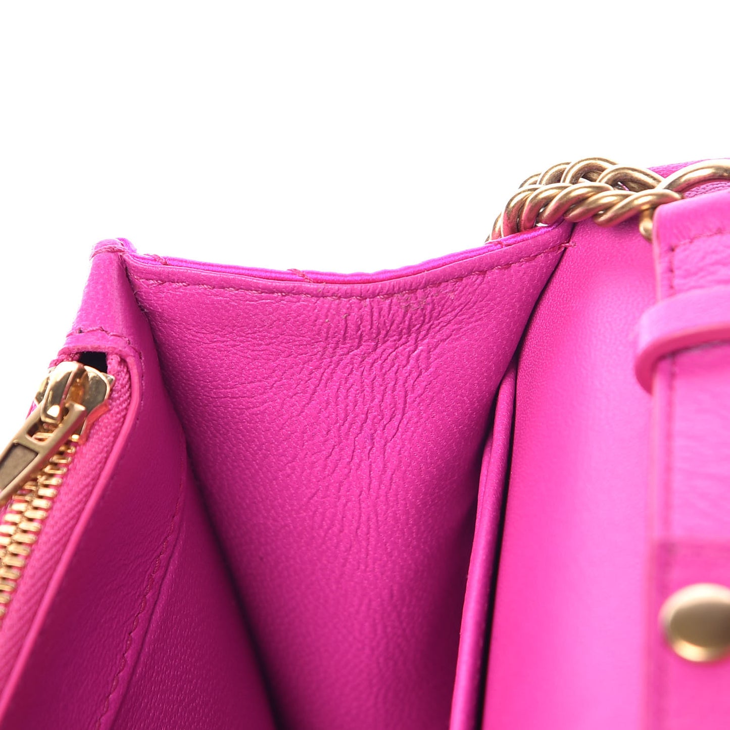 Satin Jacquard Logo Matelasse BB Wallet On Chain Fuchsia
