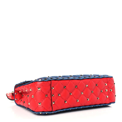 Valentino Garavani Denim Nappa Medium Rockstud Spike Shoulder Bag Denim Rouge 4 of 8