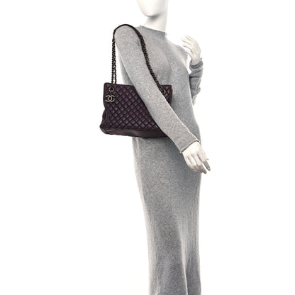 Chanel Iridescent Calfskin Small New Bubble Quilt Tote Plum 2 of 11