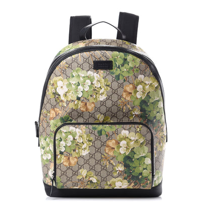 Gucci GG Supreme Monogram Blooms Medium Day Backpack Beige New Military Black 1 of 16
