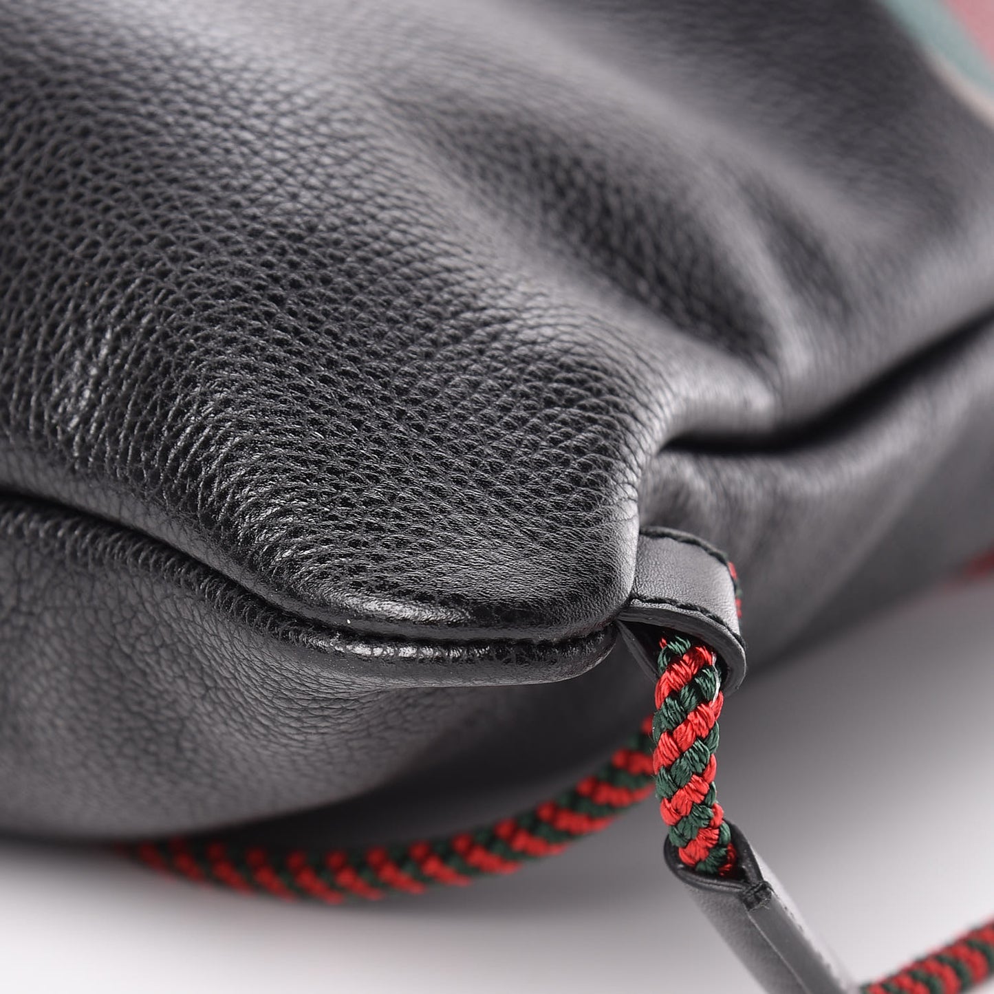 Calfskin Logo Drawstring Backpack Black
