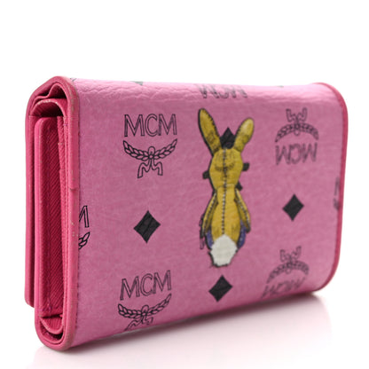 MCM Visetos Rabbit Tri-Fold Wallet Pink 3 of 11