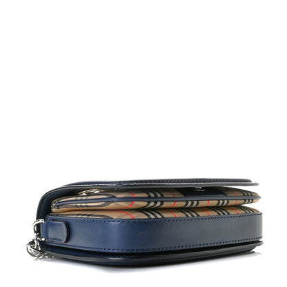 Burberry Smooth Calfskin 1983 Knight Check Grommet Chain Shoulder Bag Ink Blue 4 of 12
