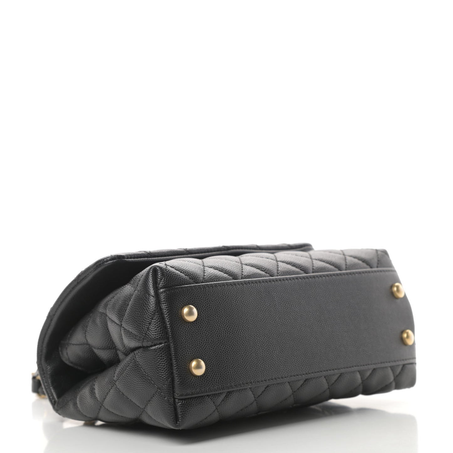 Caviar Lizard Embossed Quilted Mini Coco Handle Flap Black