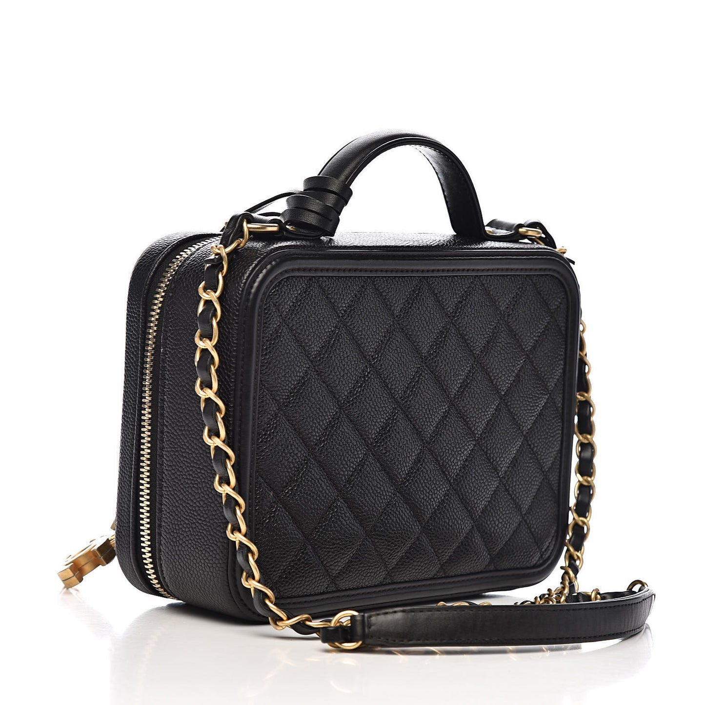 Caviar Quilted Medium CC Filigree Vanity Case Black