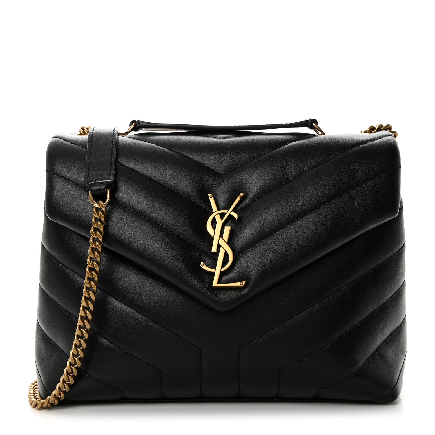 Saint Laurent Calfskin Y Quilted Monogram Small Loulou Chain Satchel Black 1 of 11