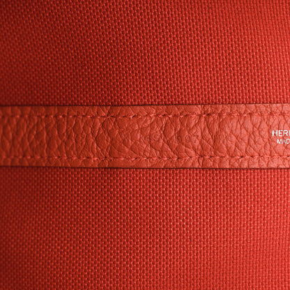 Hermes Toile Militaire Vache Country Garden Party Pockets 36 MM Tote Rouge Tomate Capucine 7 of 17