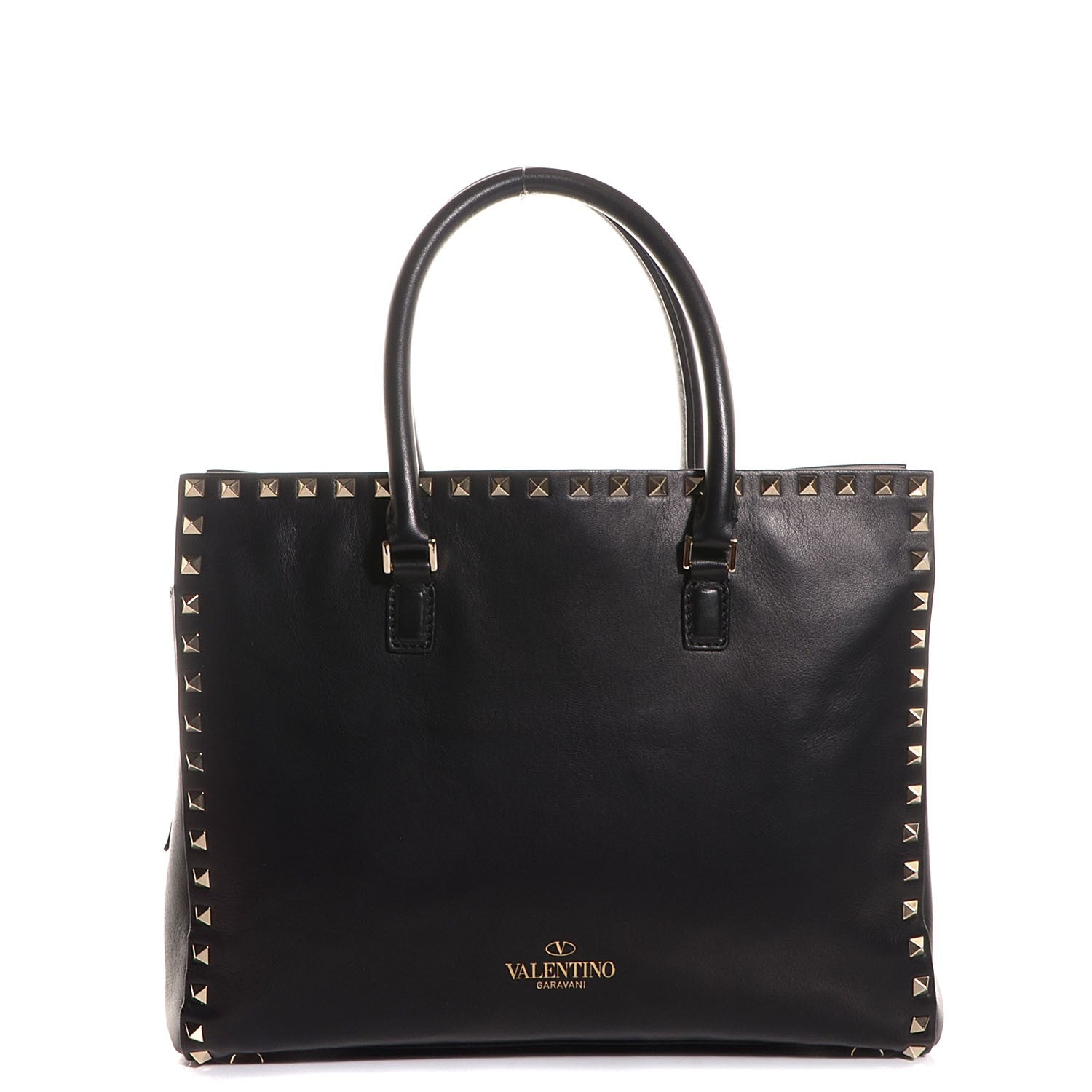 Valentino Garavani Vitello Small Rockstud Top Handle Tote Black 1 of 9