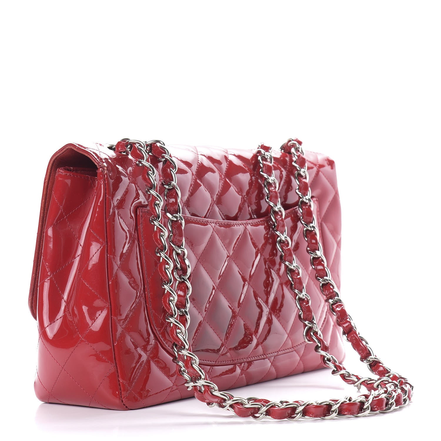 Chanel Patent Quilted Jumbo Single Flap Red 2 of 14