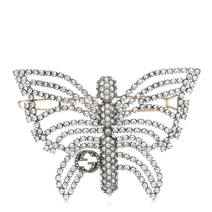 Gucci Crystal Interlocking GG Butterfly Brooch Silver 1 of 3