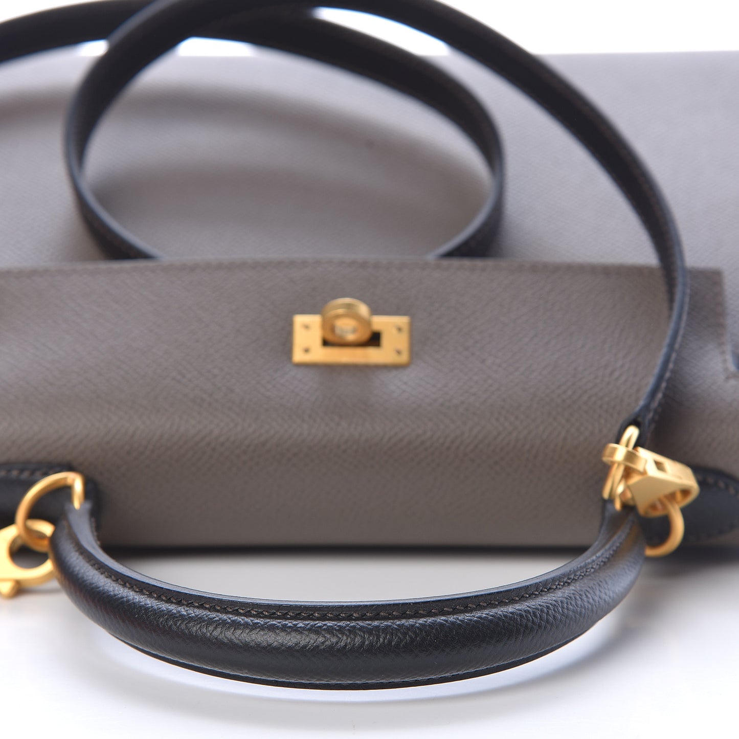 Epsom Bi Color Horseshoe Kelly Sellier 25 Etain Black