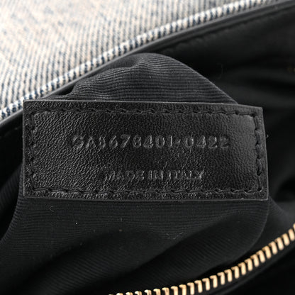 Saint Laurent Denim Y Quilted Monogram Toy Loulou Crossbody Bag Grey 7 of 11