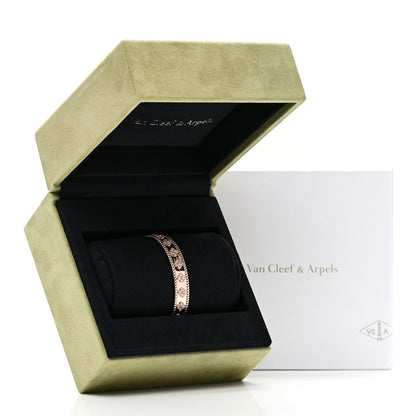 Van Cleef & Arpels 18K Rose Gold Diamond Perlee Clovers Bangle Bracelet S 4 of 4