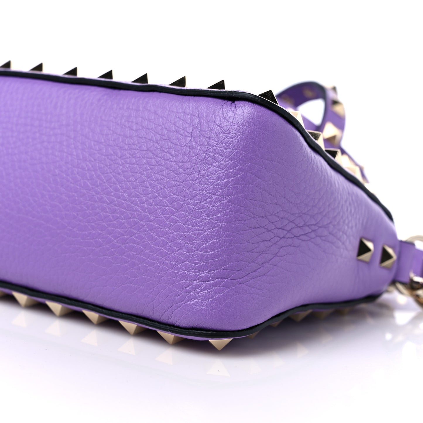 Pebbled Calfskin Small Rockstud Flip Lock Shoulder Bag Glicine