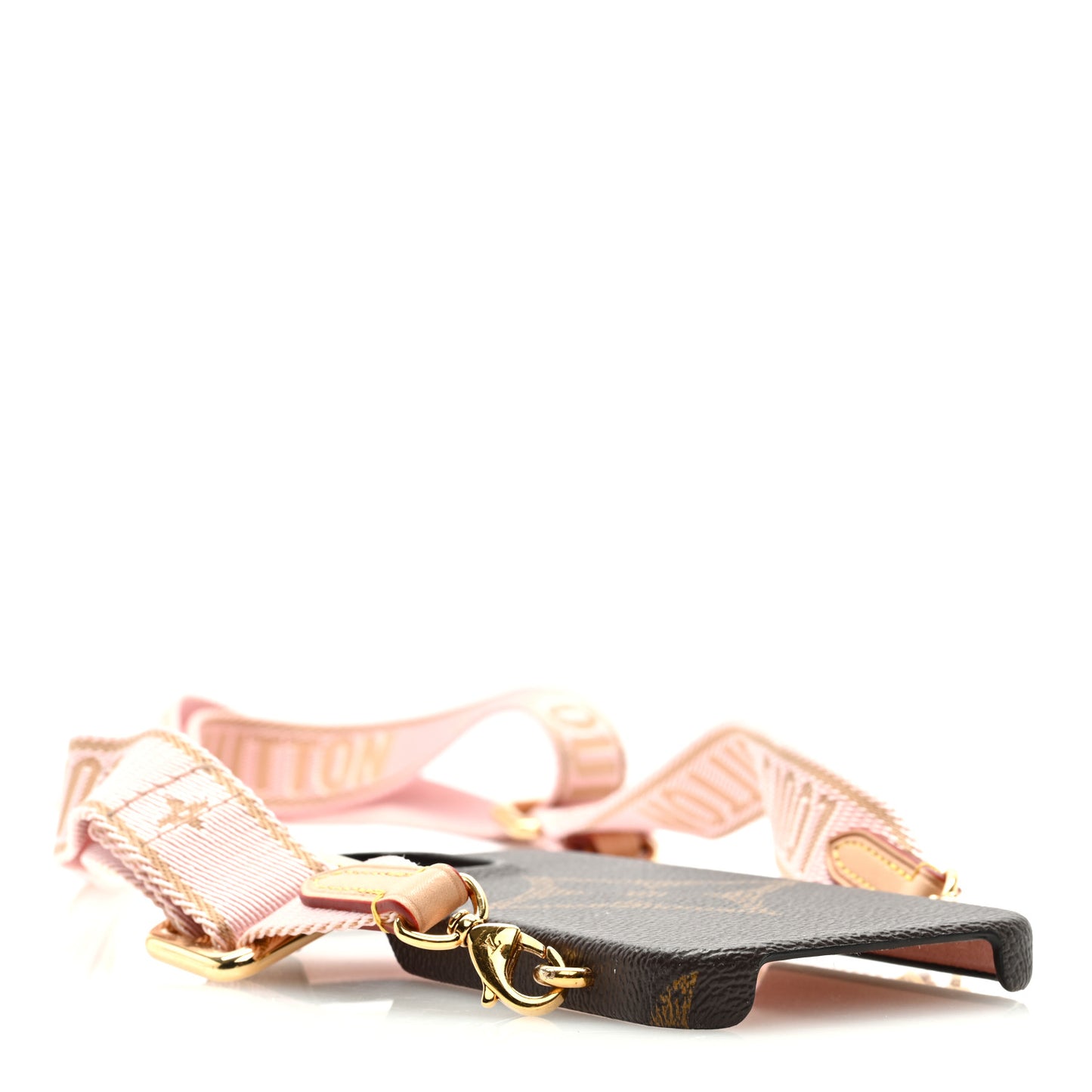 Monogram Bumper On Strap iPhone 13 Pro Shoulder Strap Creme Pink