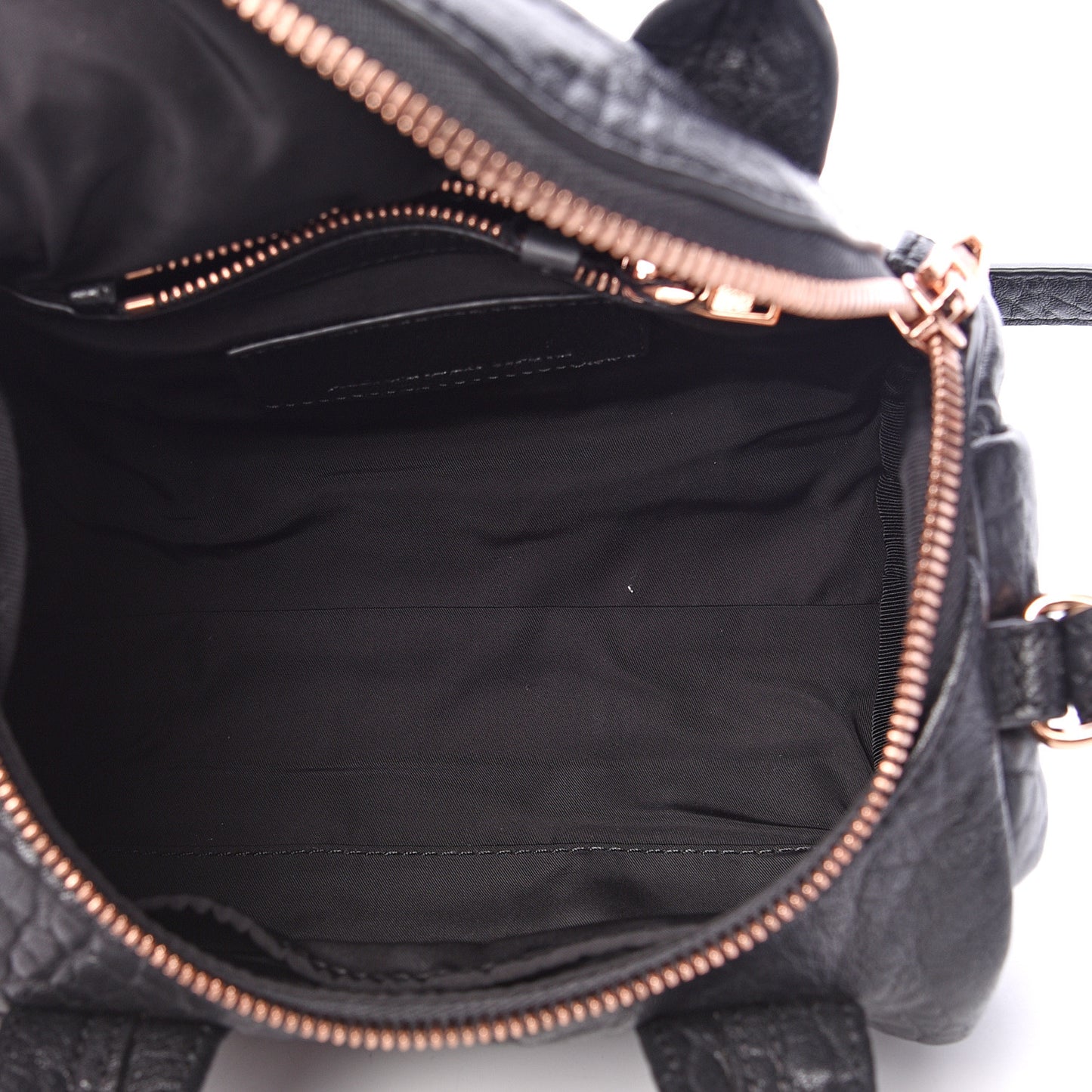 Pebbled Lambskin Mini Rockie Black Rose Gold Hardware