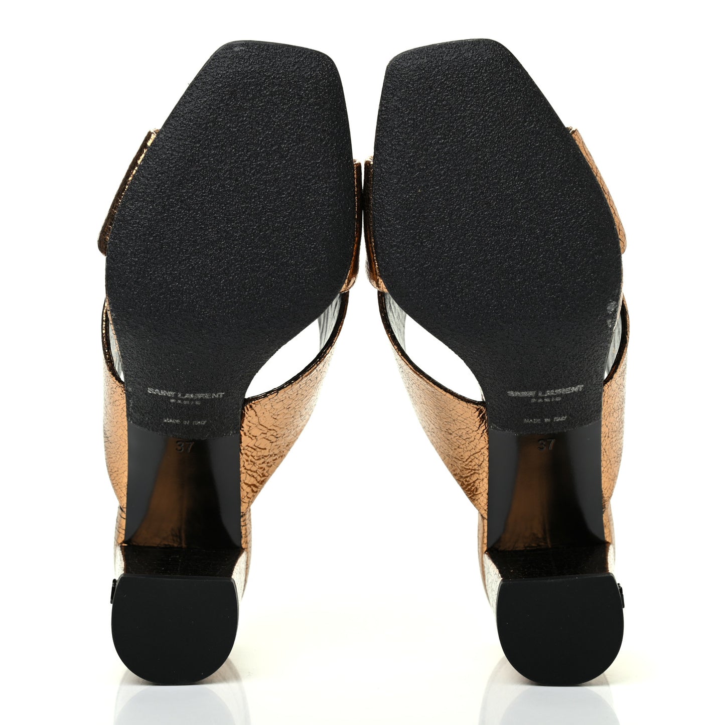 Metallic Calfskin Mule Sandals 37 Chestnut