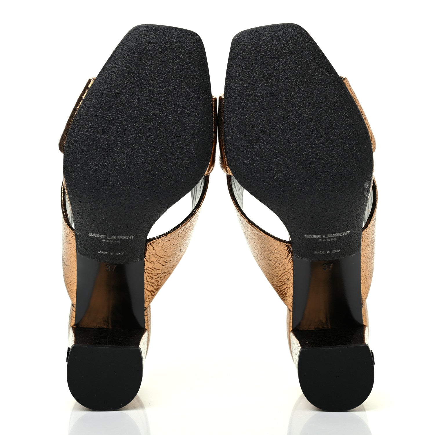 Saint Laurent Metallic Calfskin Mule Sandals 37 Chestnut 5 of 10