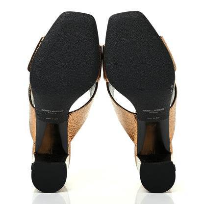 Saint Laurent Metallic Calfskin Mule Sandals 37 Chestnut 5 of 10