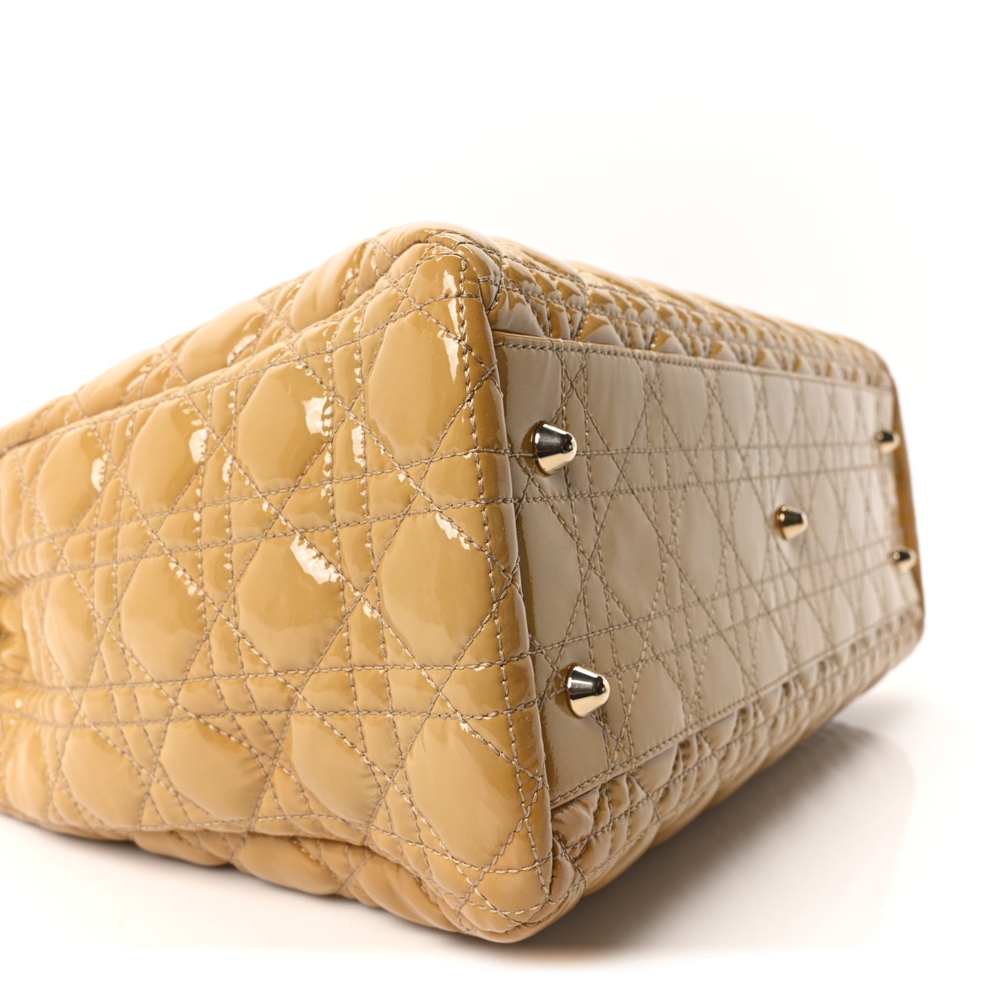 Patent Cannage Large Dior Soft Shopping Tote Beige