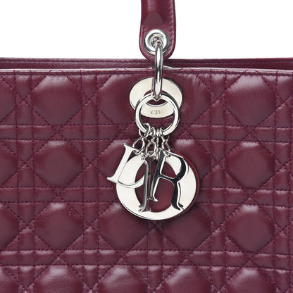 Christian Dior Lambskin Cannage Large Lady Dior Burgundy 12 of 13
