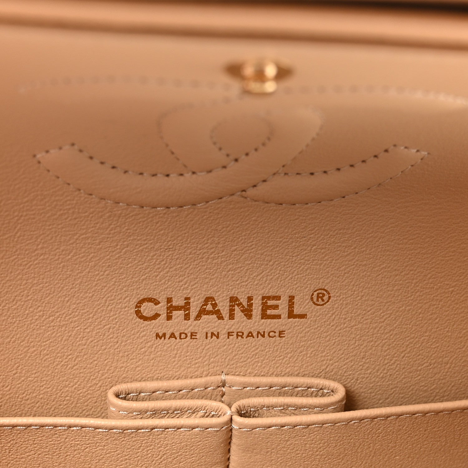 Chanel Caviar Quilted Medium Double Flap Beige 6 of 10