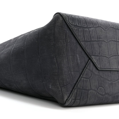 Celine Crocodile Embossed Nubuck Small Belt Cabas Phantom Navy Blue 9 of 12