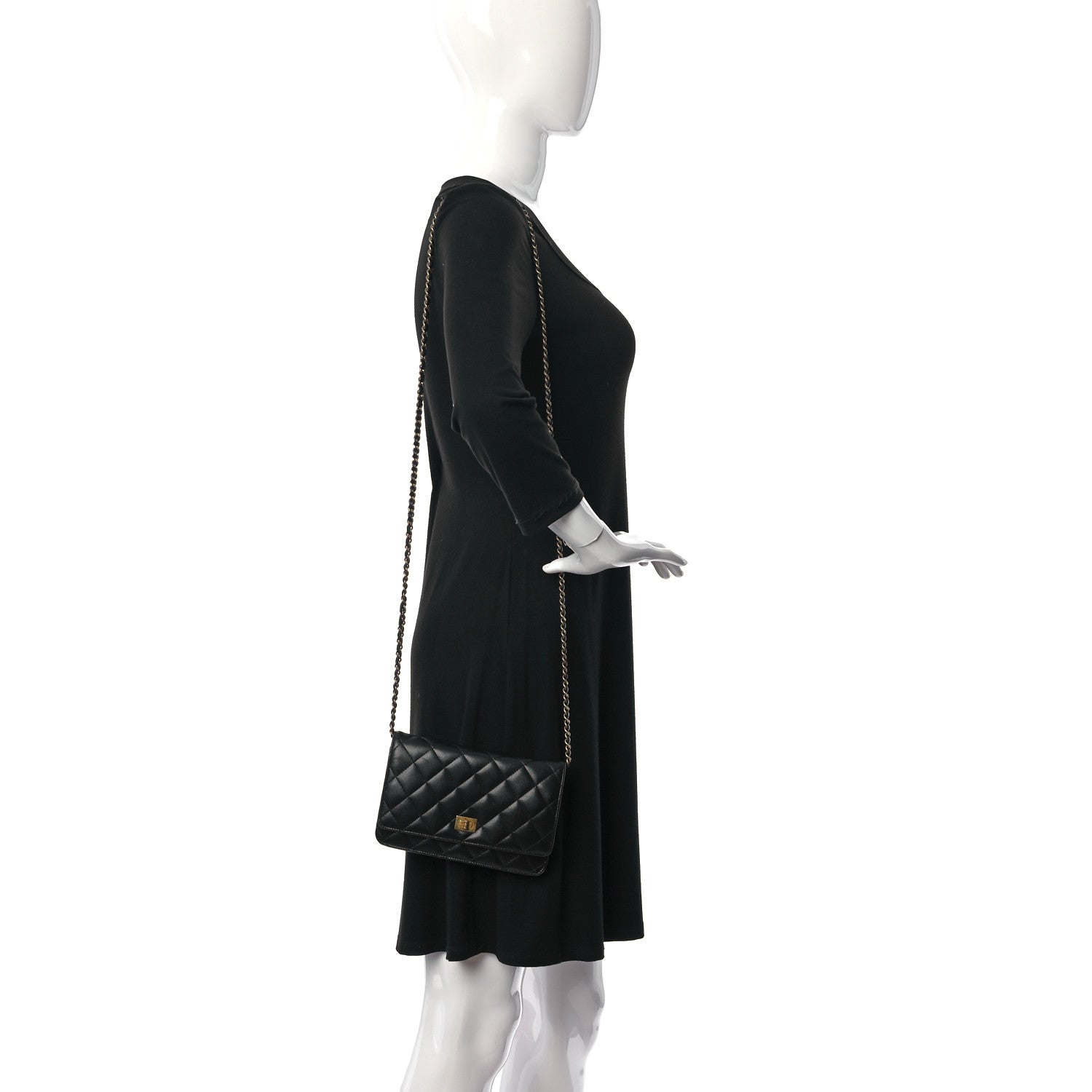 Chanel Lambskin Quilted Reissue Wallet On Chain WOC Black 2 of 8