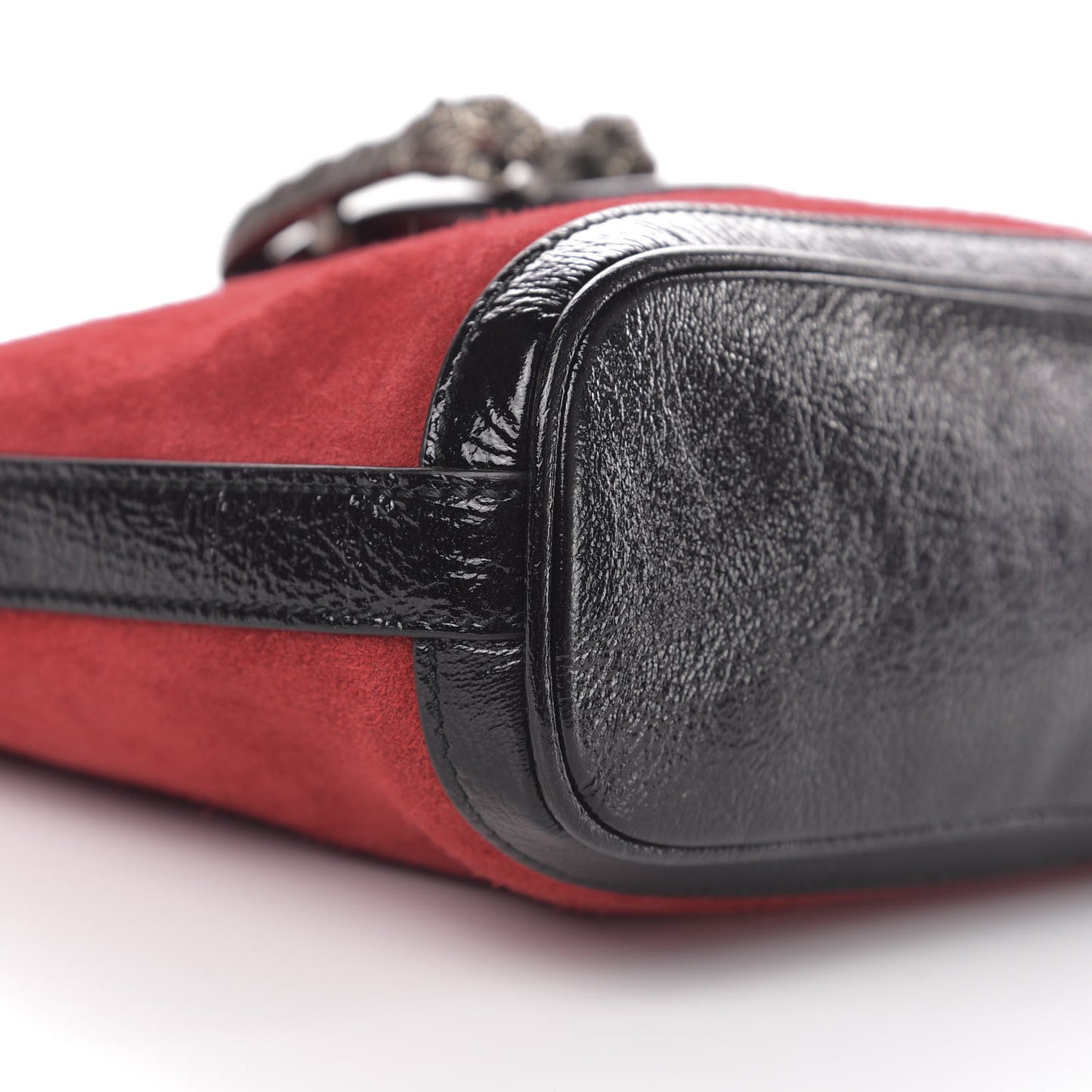 Suede Patent Medium Dionysus Bucket Bag Red