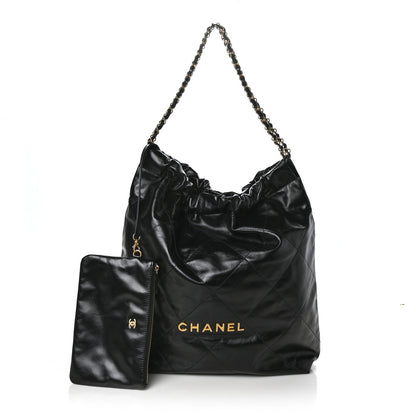 Chanel Shiny Calfskin Quilted Large Chanel 22 Black 1 of 11