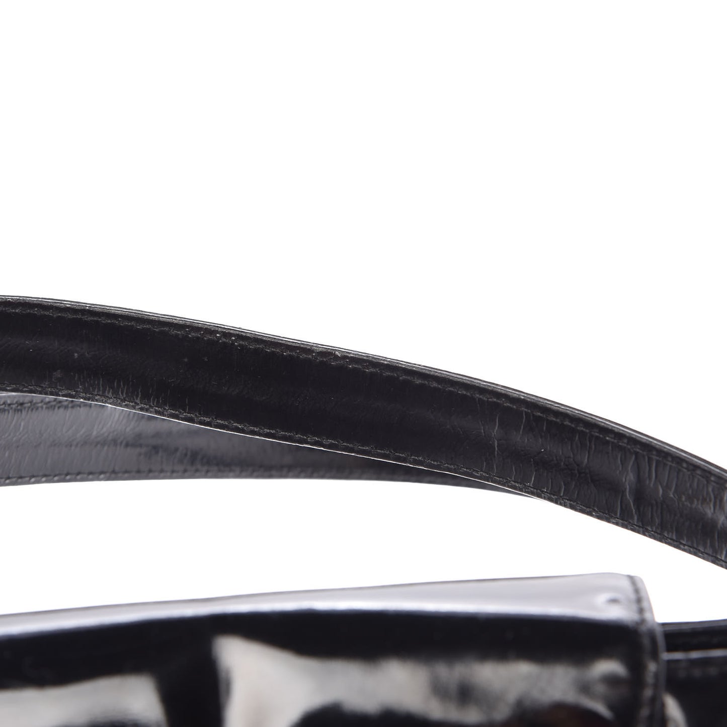Patent Flap Shoulder Bag Black