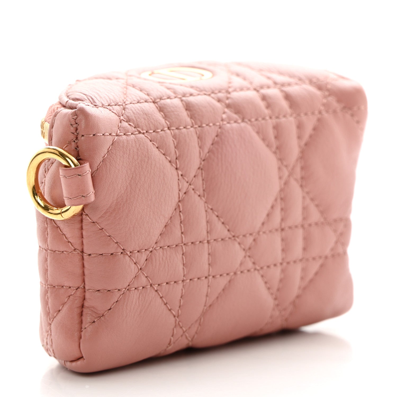 Christian Dior Supple Calfskin Cannage Caro Half-Moon Coin Purse Dark Nude 3 of 7