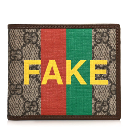 Gucci GG Supreme Monogram Azalea Calfskin Fake/Not Bi-Fold Wallet Beige Ebony Brown Sugar 1 of 10