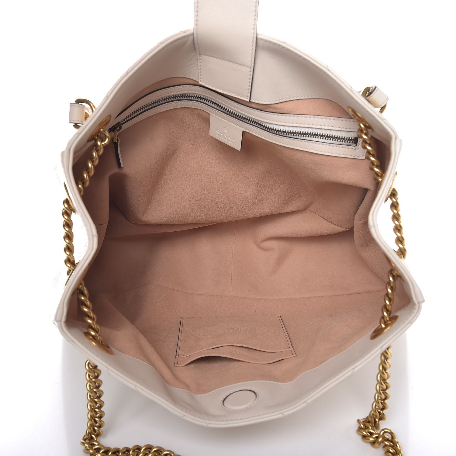Gucci Calfskin Matelasse Medium GG Marmont Shoulder Tote Bag White 5 of 8