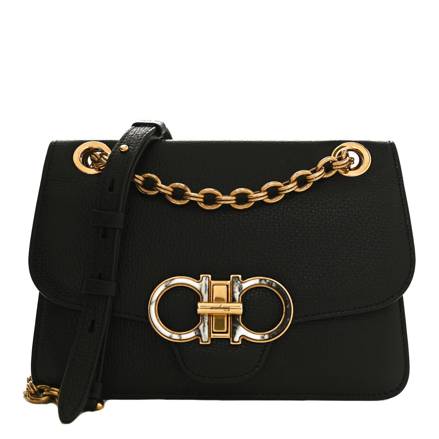 Calfskin Gancini Small Flap Bag Black