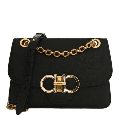 Salvatore Ferragamo Calfskin Gancini Small Flap Bag Black 1 of 9