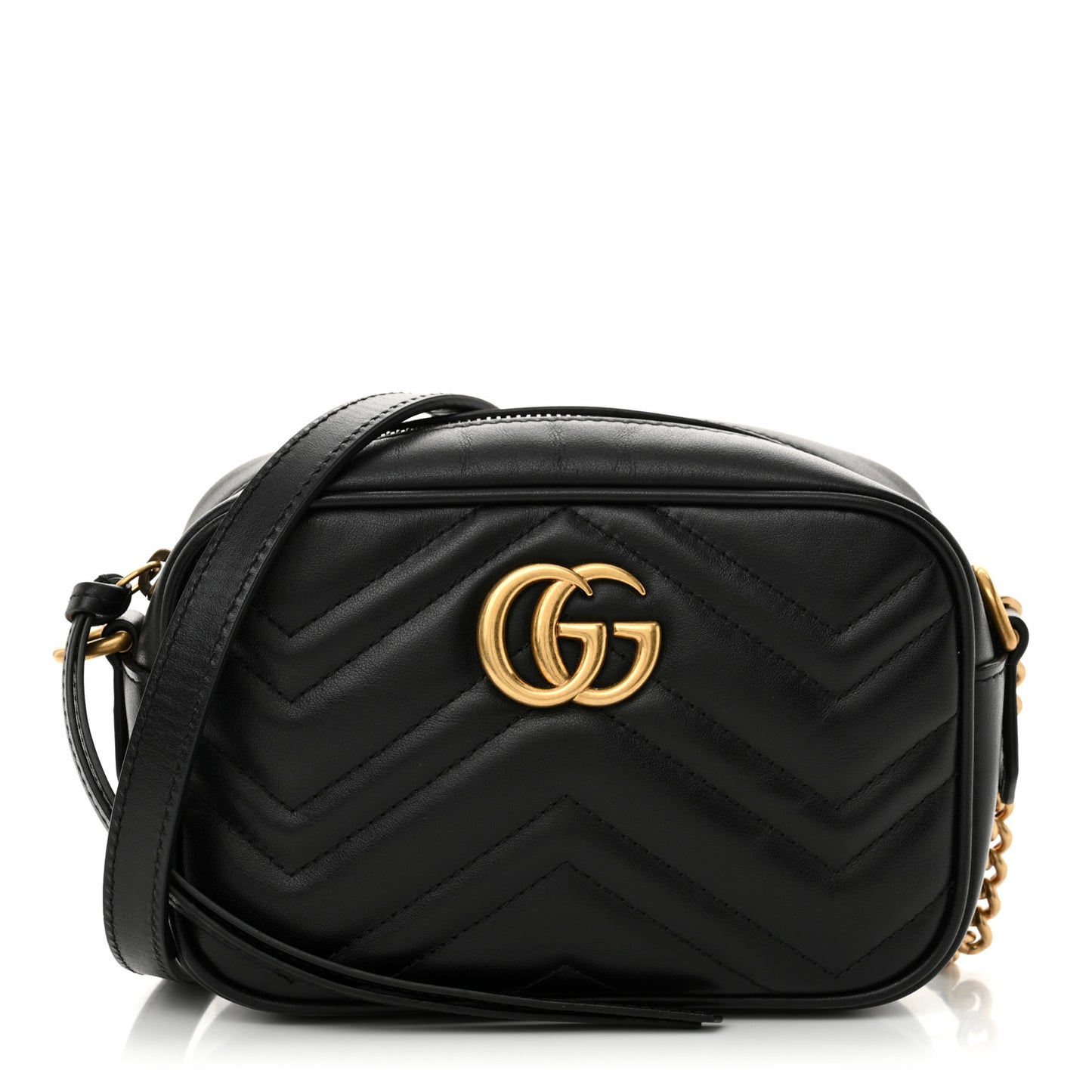Calfskin Matelasse Mini GG Marmont Chain Shoulder Bag Black