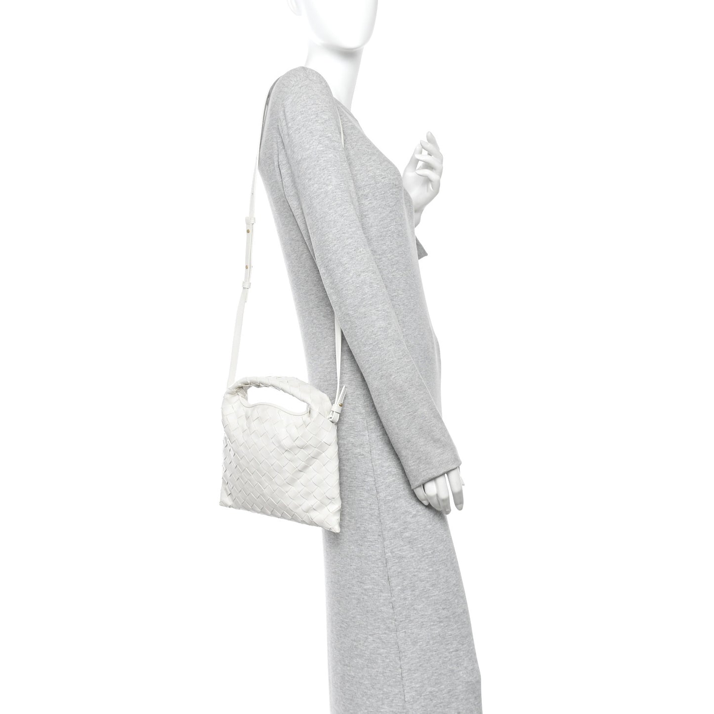 Calfskin Intrecciato Mini Hop White