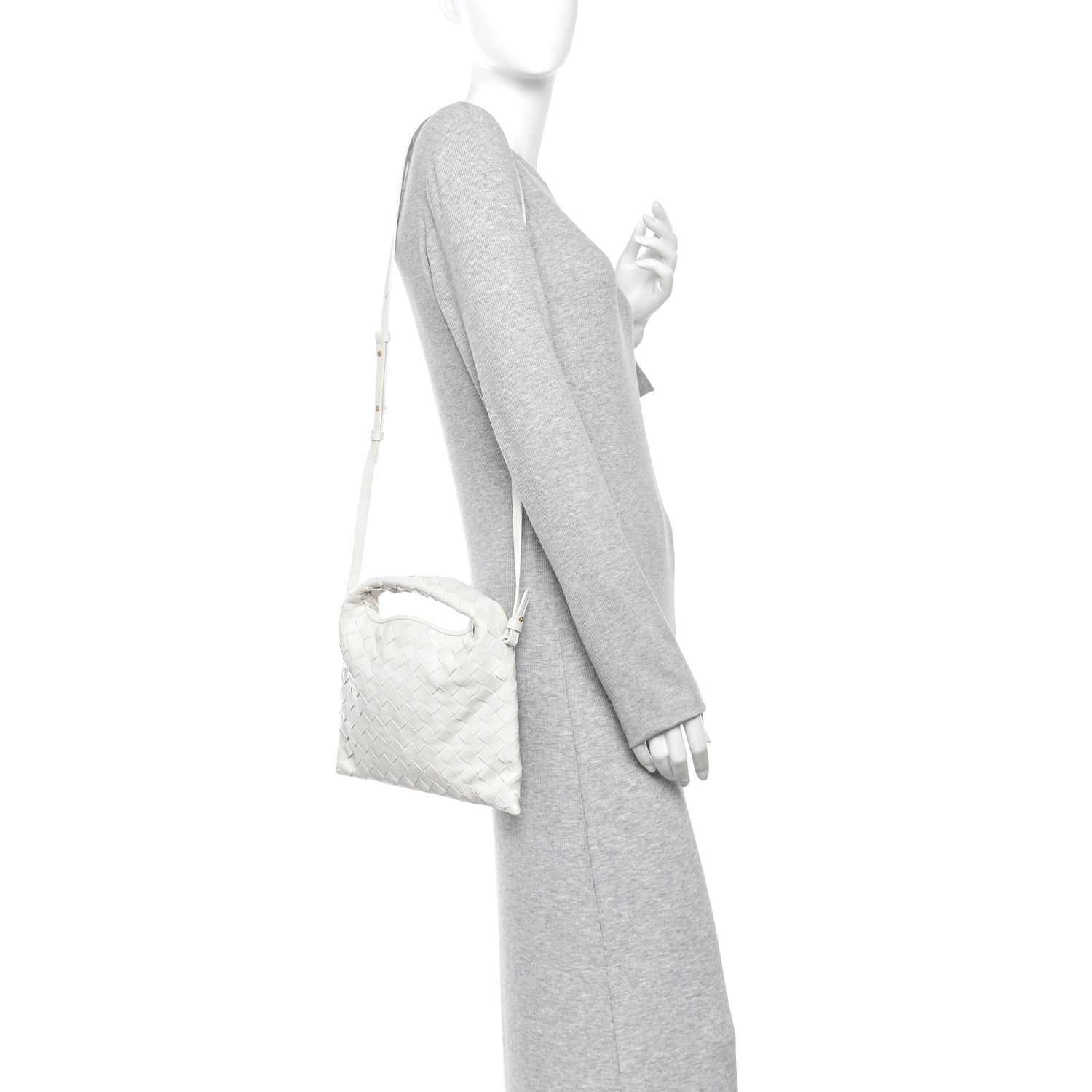 Bottega Veneta Calfskin Intrecciato Mini Hop White 2 of 9