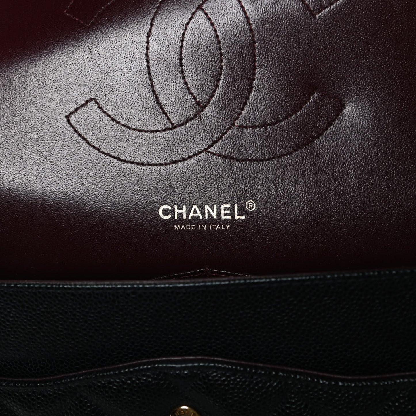 Caviar Quilted Jumbo Double Flap Black