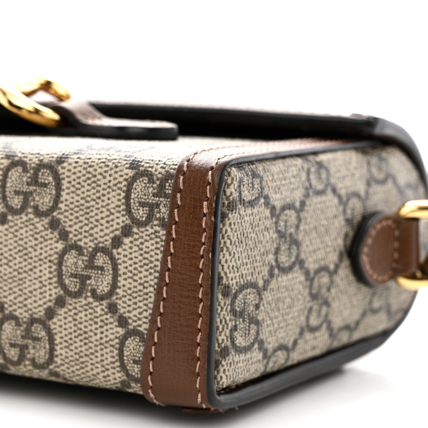Gucci GG Supreme Monogram Mini Horsebit 1955 Shoulder Bag Beige Brown Sugar 10 of 11