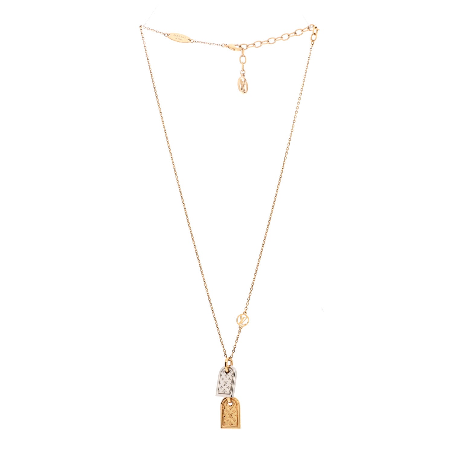 Louis Vuitton Nanogram Name Tag Necklace Gold 3 of 6